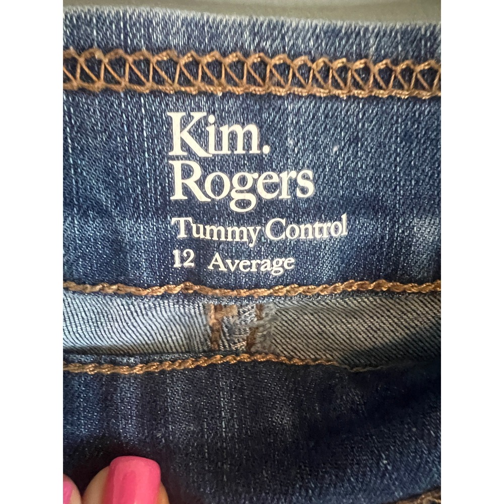 Kim Rogers Tummy Control Pull On Jeans Medium Wash Straight Leg Size 12 Average - Picture 2 of 7
